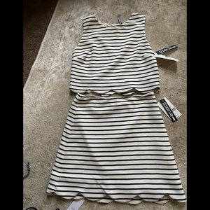 Scalloped hem two piece crop and skirt